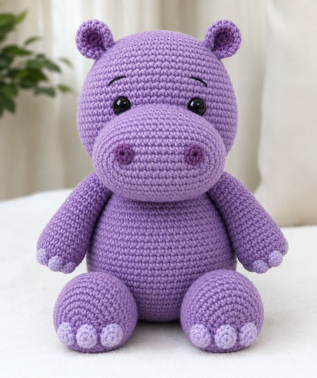 Cute purple hippo amigurumi crochet pattern preview