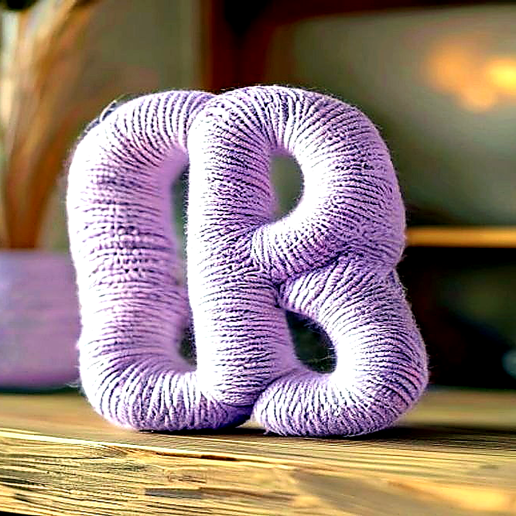 Polished finished yarn-wrapped initial letter with soft yarn colors, tidy corner wraps, and a tiny gift tag